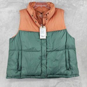 Prana Hellebore Down Puffer Vest Womens‎ Size X-Large Dark Ale Colorblock